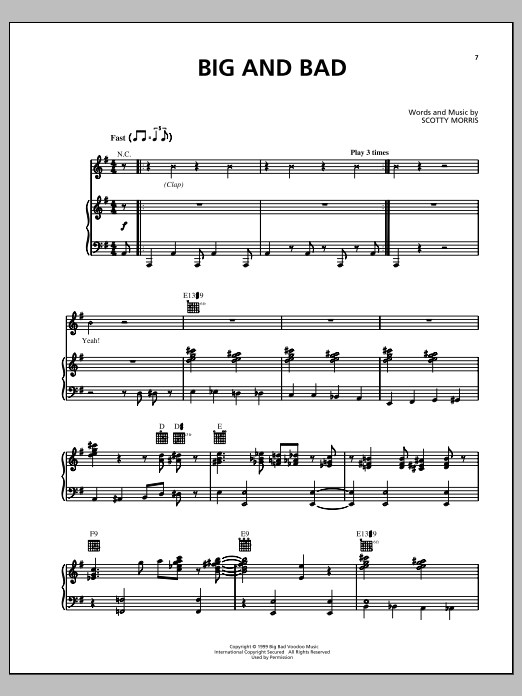 Big Bad Voodoo Daddy Big And Bad sheet music notes and chords arranged for Piano, Vocal & Guitar Chords (Right-Hand Melody)