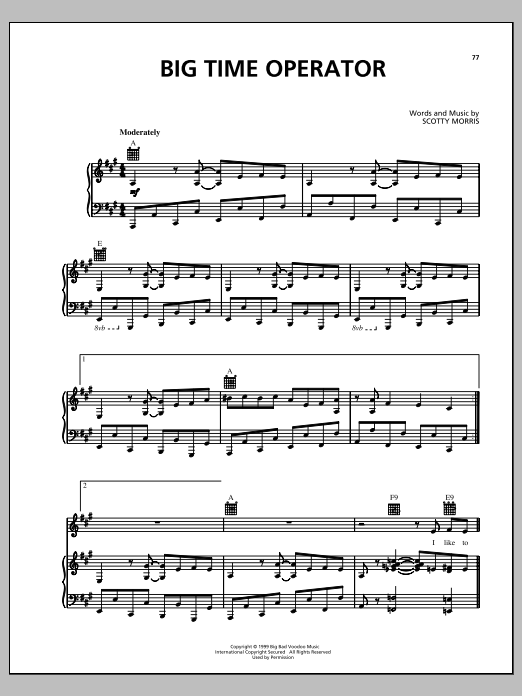 Big Bad Voodoo Daddy Big Time Operator sheet music notes and chords arranged for Piano, Vocal & Guitar Chords (Right-Hand Melody)