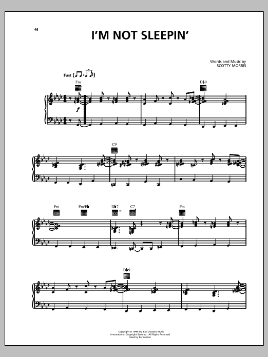 Big Bad Voodoo Daddy I'm Not Sleepin' sheet music notes and chords arranged for Piano, Vocal & Guitar Chords (Right-Hand Melody)