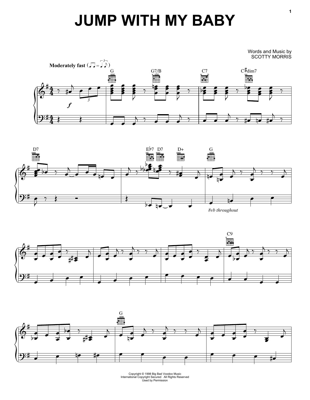 Big Bad Voodoo Daddy Jump With My Baby sheet music notes and chords arranged for Piano, Vocal & Guitar Chords (Right-Hand Melody)
