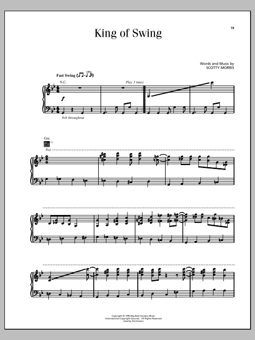 Big Bad Voodoo Daddy King Of Swing sheet music notes and chords arranged for Piano, Vocal & Guitar Chords (Right-Hand Melody)