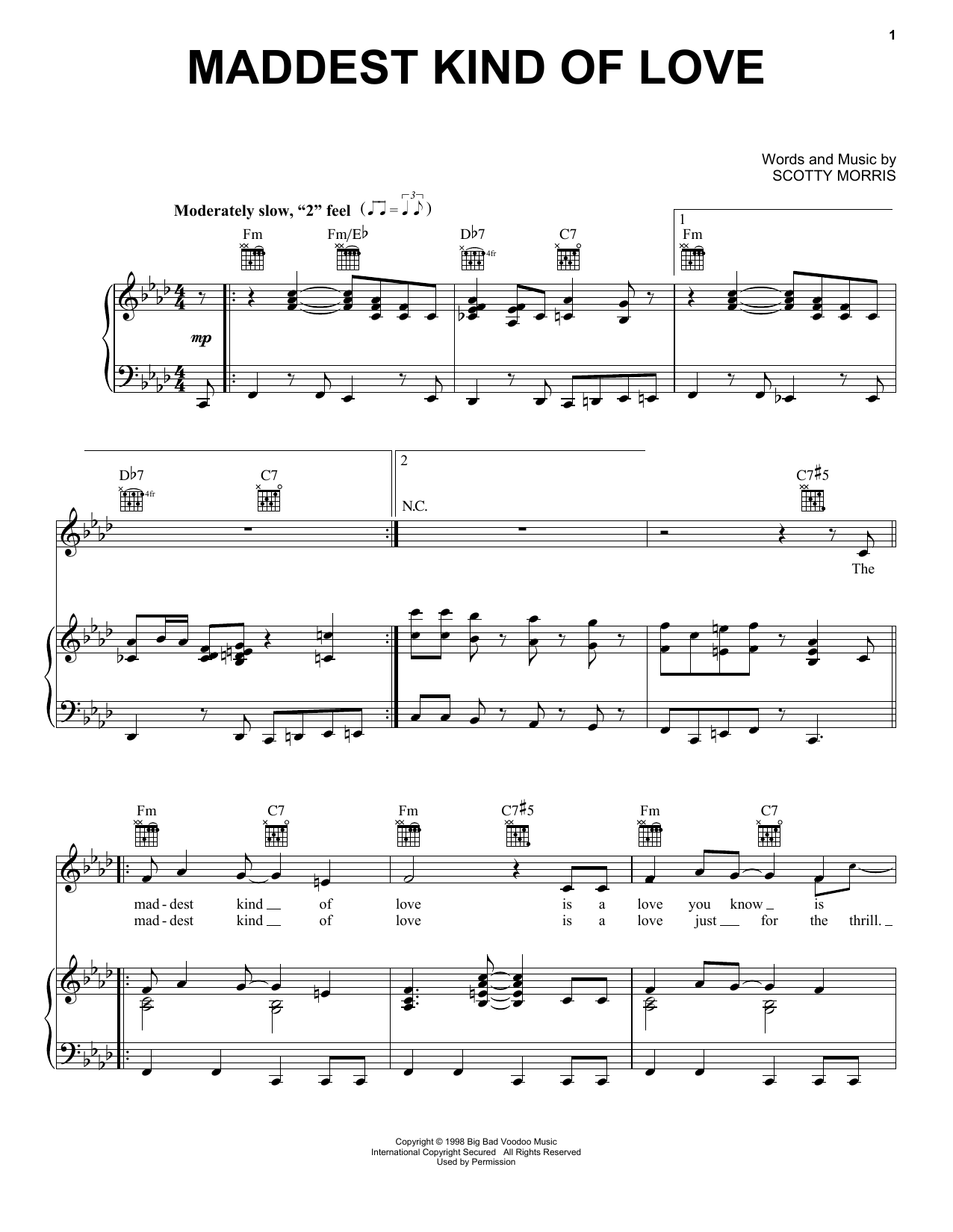 Big Bad Voodoo Daddy Maddest Kind Of Love sheet music notes and chords arranged for Piano, Vocal & Guitar Chords (Right-Hand Melody)