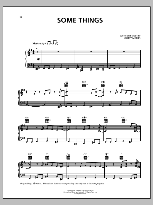 Big Bad Voodoo Daddy Some Things sheet music notes and chords arranged for Piano, Vocal & Guitar Chords (Right-Hand Melody)