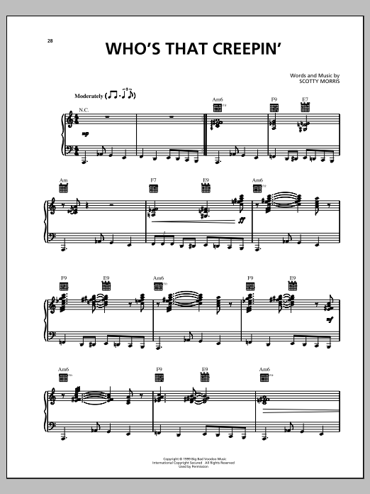 Big Bad Voodoo Daddy Who's That Creepin' sheet music notes and chords arranged for Piano, Vocal & Guitar Chords (Right-Hand Melody)