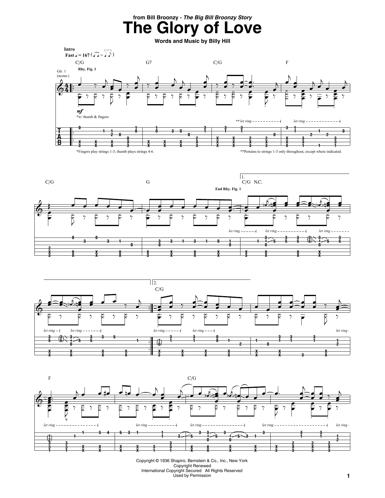 Big Bill Broonzy The Glory Of Love sheet music notes and chords arranged for Guitar Tab