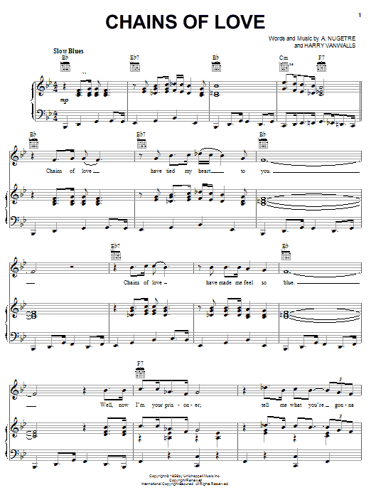 Big Joe Turner Chains Of Love sheet music notes and chords arranged for Piano, Vocal & Guitar Chords (Right-Hand Melody)