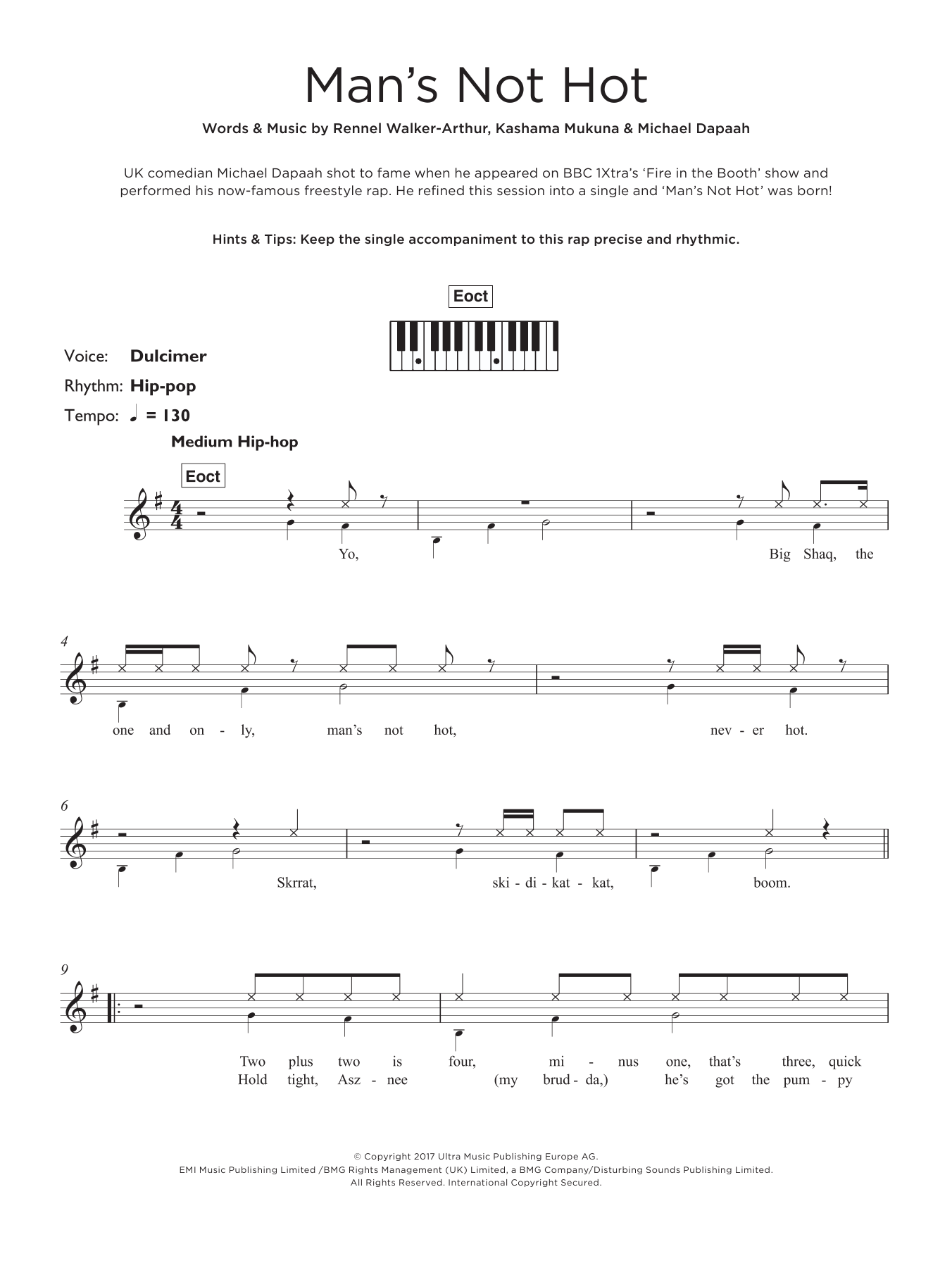 Big Shaq Man's Not Hot sheet music notes and chords arranged for Keyboard (Abridged)
