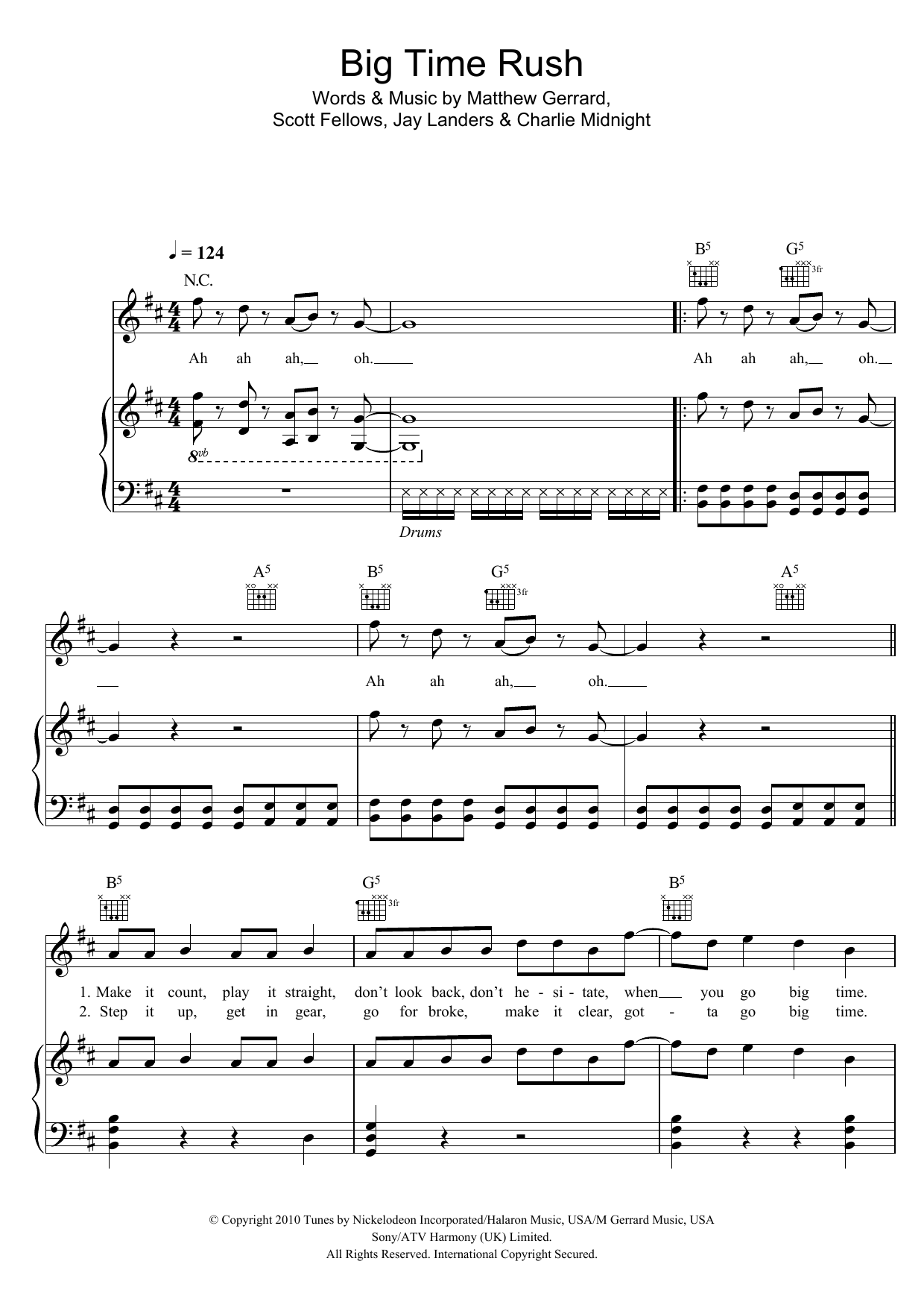 Big Time Rush Big Time Rush sheet music notes and chords arranged for Piano, Vocal & Guitar Chords