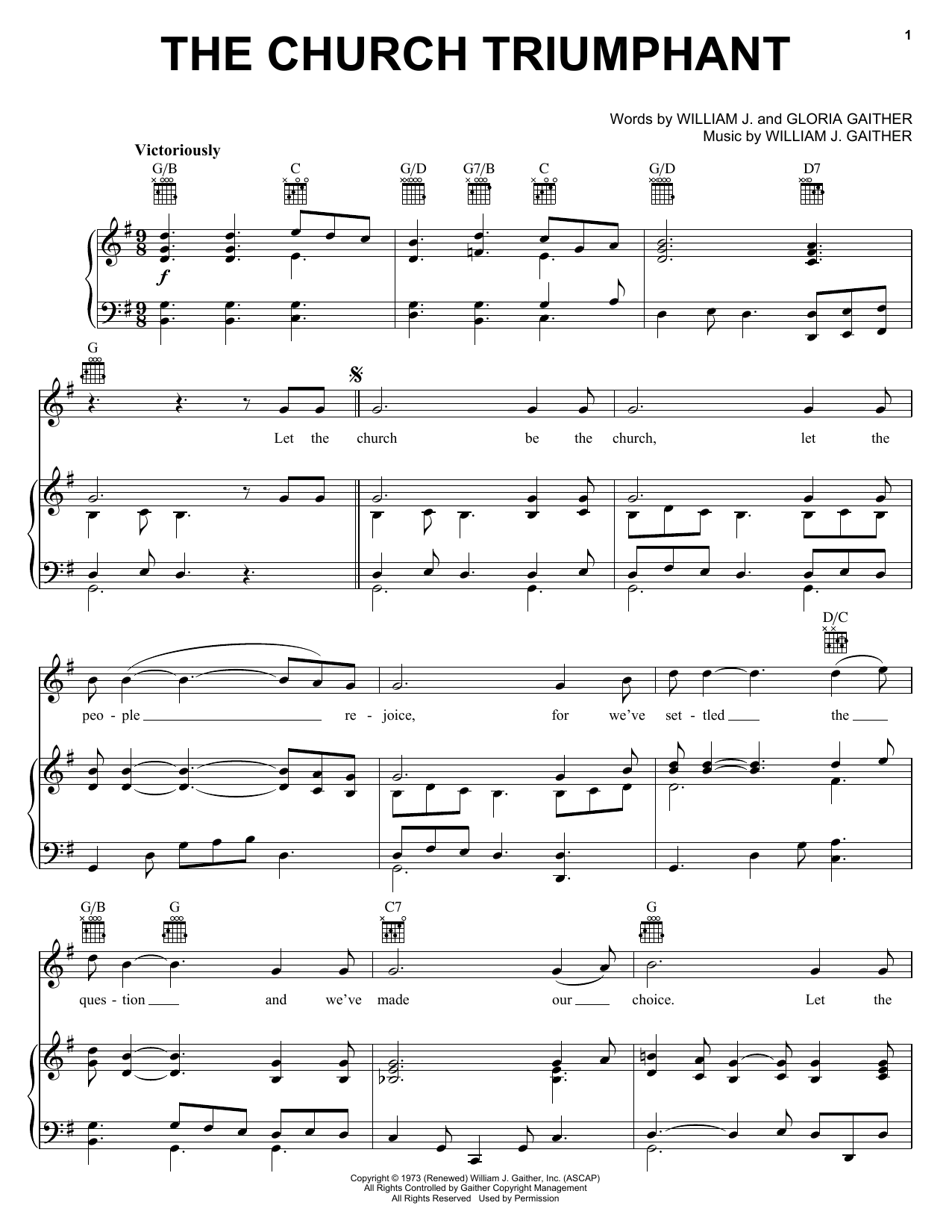 Bill & Gloria Gaither The Church Triumphant sheet music notes and chords arranged for Piano, Vocal & Guitar Chords (Right-Hand Melody)