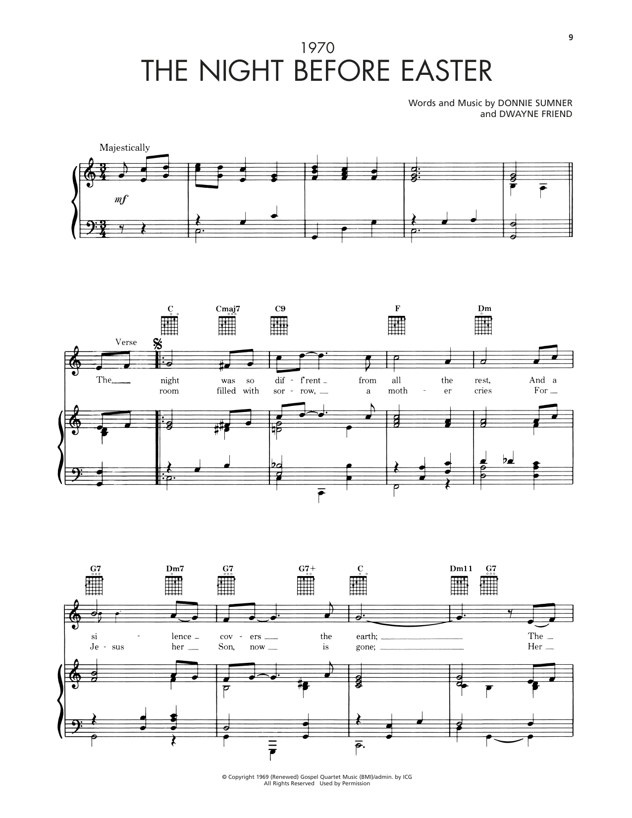 Bill & Gloria Gaither The Night Before Easter sheet music notes and chords arranged for Piano, Vocal & Guitar Chords (Right-Hand Melody)
