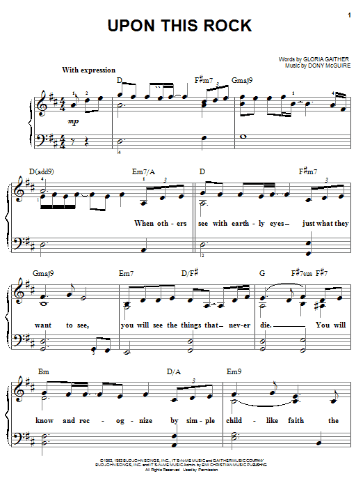 Bill & Gloria Gaither Upon This Rock sheet music notes and chords arranged for Easy Piano