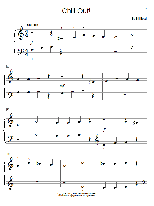 Bill Boyd Chill Out! sheet music notes and chords arranged for Educational Piano