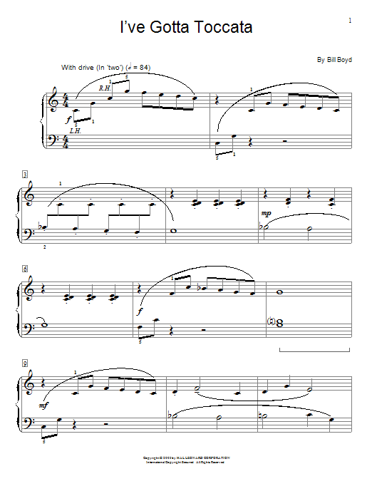 Bill Boyd I've Gotta Toccata sheet music notes and chords arranged for Educational Piano