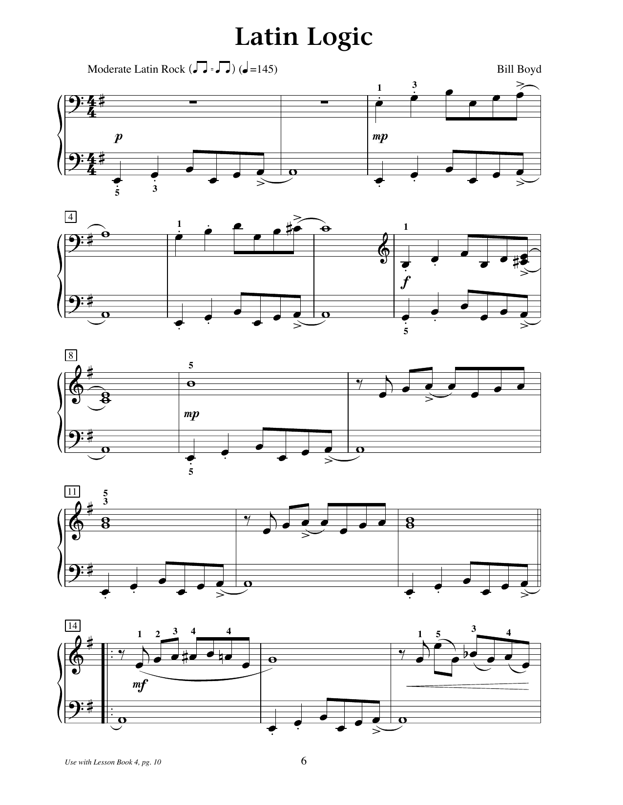 Bill Boyd Latin Logic sheet music notes and chords arranged for Educational Piano