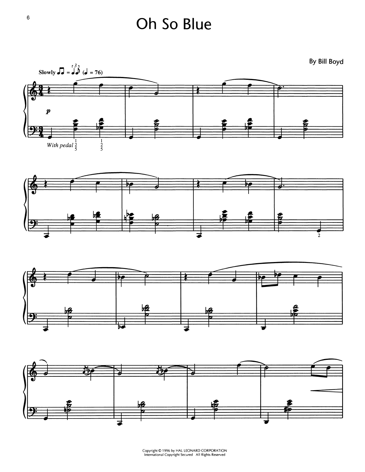 Bill Boyd Oh So Blue sheet music notes and chords arranged for Educational Piano