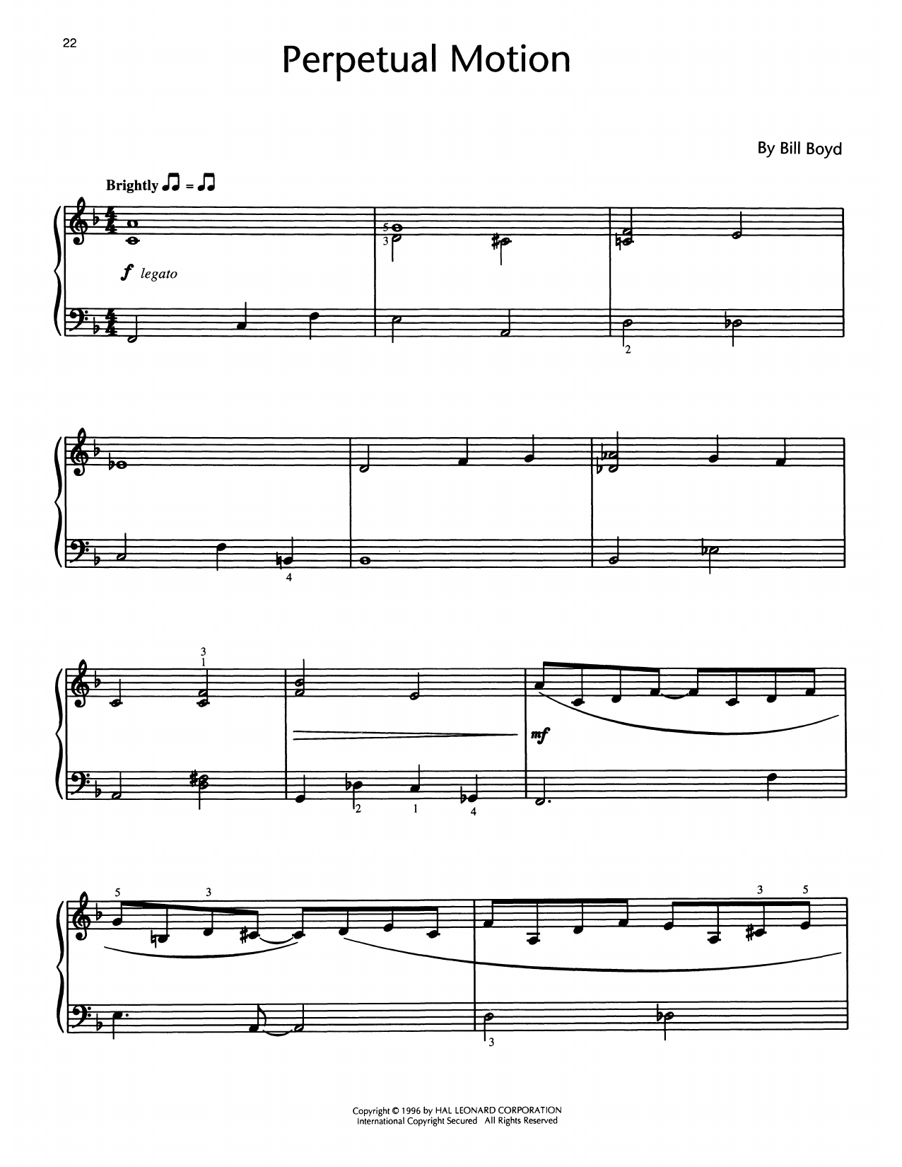 Bill Boyd Perpetual Motion sheet music notes and chords arranged for Educational Piano