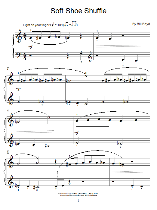 Bill Boyd Soft Shoe Shuffle sheet music notes and chords arranged for Educational Piano