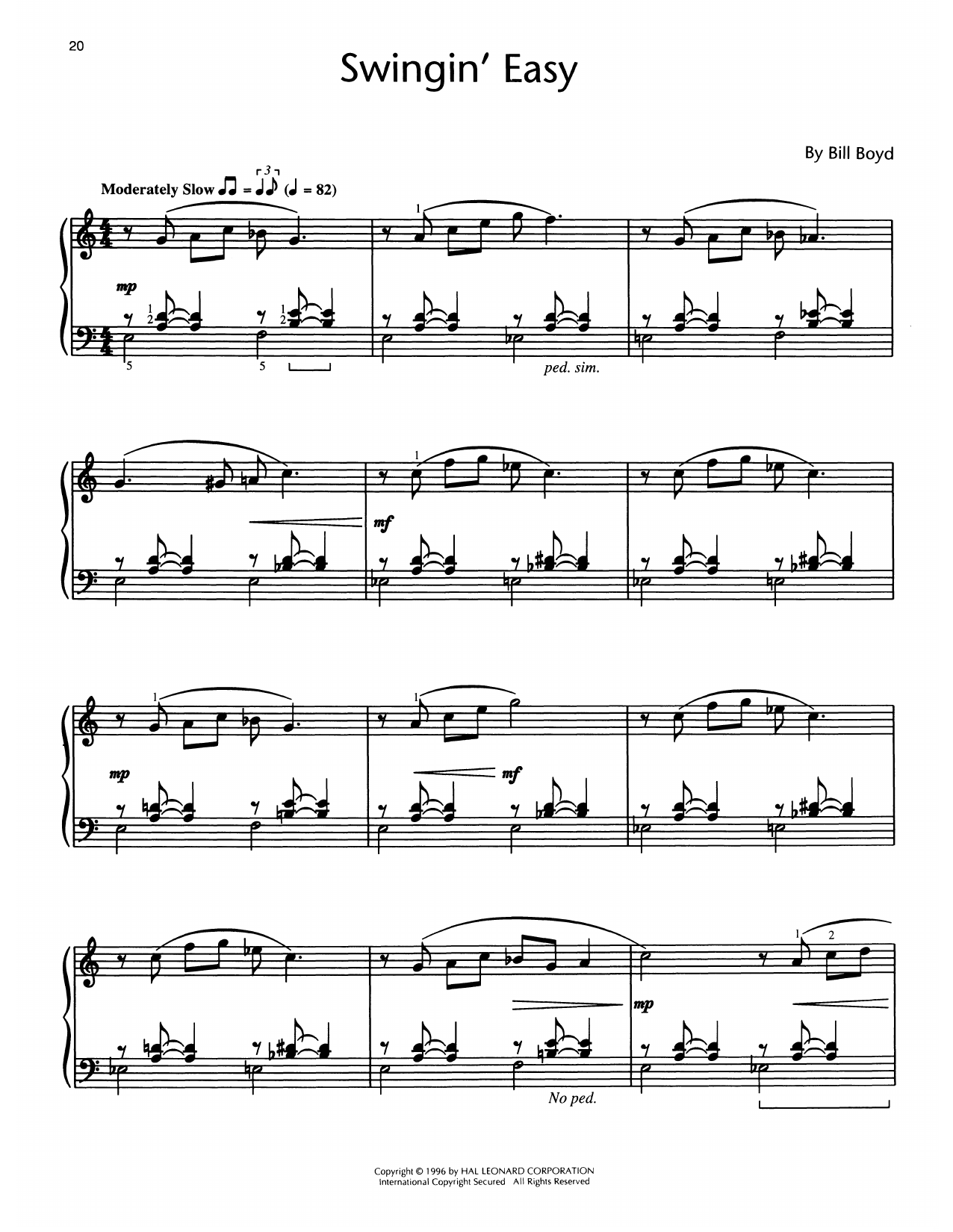 Bill Boyd Swingin' Easy sheet music notes and chords arranged for Educational Piano