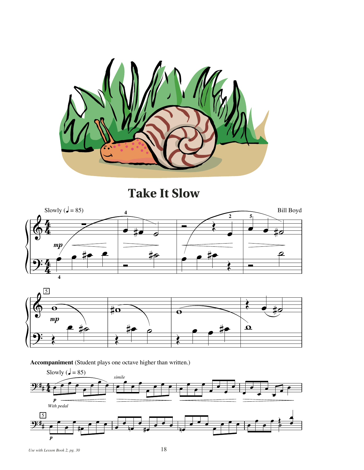 Bill Boyd Take It Slow sheet music notes and chords arranged for Educational Piano