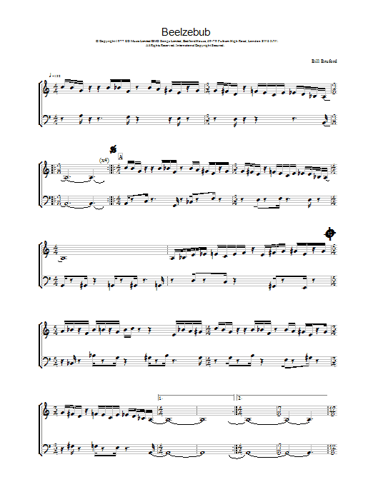 Bill Bruford Beelzebub sheet music notes and chords arranged for Piano Solo