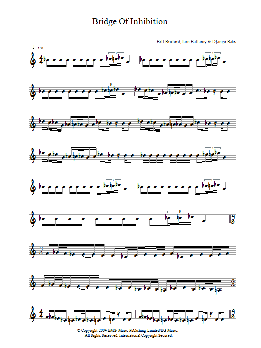 Bill Bruford Bridge Of Inhibition sheet music notes and chords arranged for Piano Solo