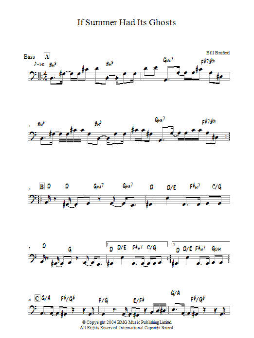 Bill Bruford If Summer Had Its Ghosts sheet music notes and chords arranged for Piano Solo