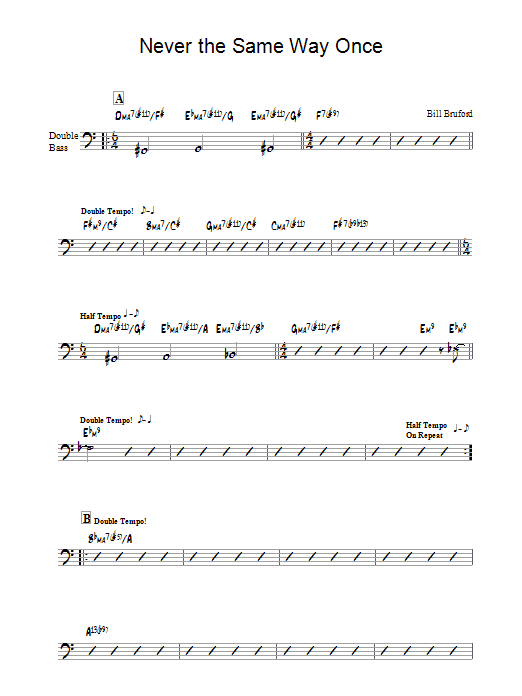 Bill Bruford Never The Same Way Once sheet music notes and chords arranged for Piano Solo