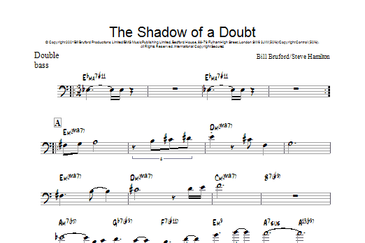 Bill Bruford The Shadow Of A Doubt sheet music notes and chords arranged for Double Bass