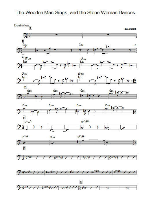 Bill Bruford The Wooden Man Sings And The Stone Woman Dances sheet music notes and chords arranged for Tenor Sax Solo