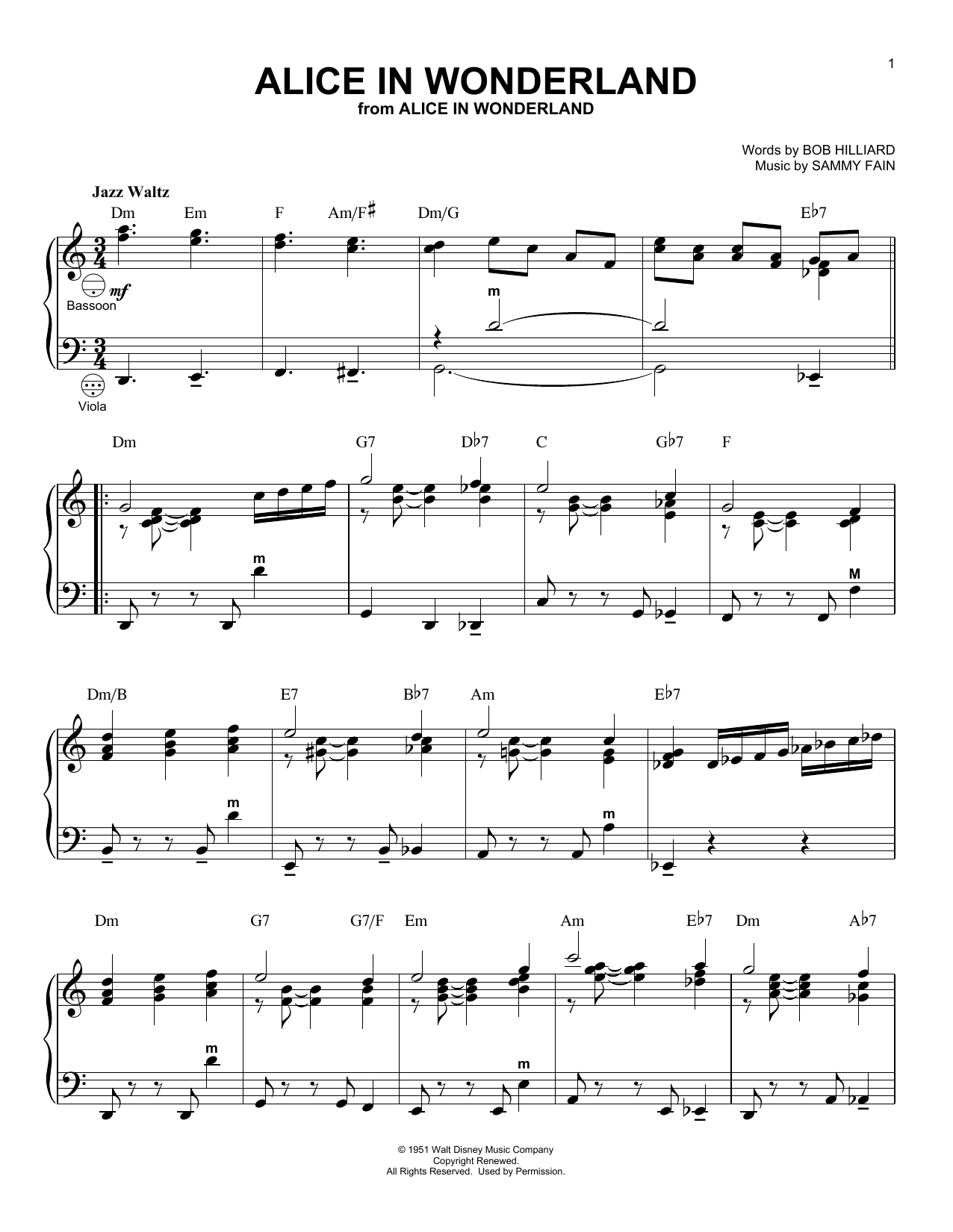 Bill Evans Alice In Wonderland (arr. Gary Meisner) sheet music notes and chords arranged for Accordion