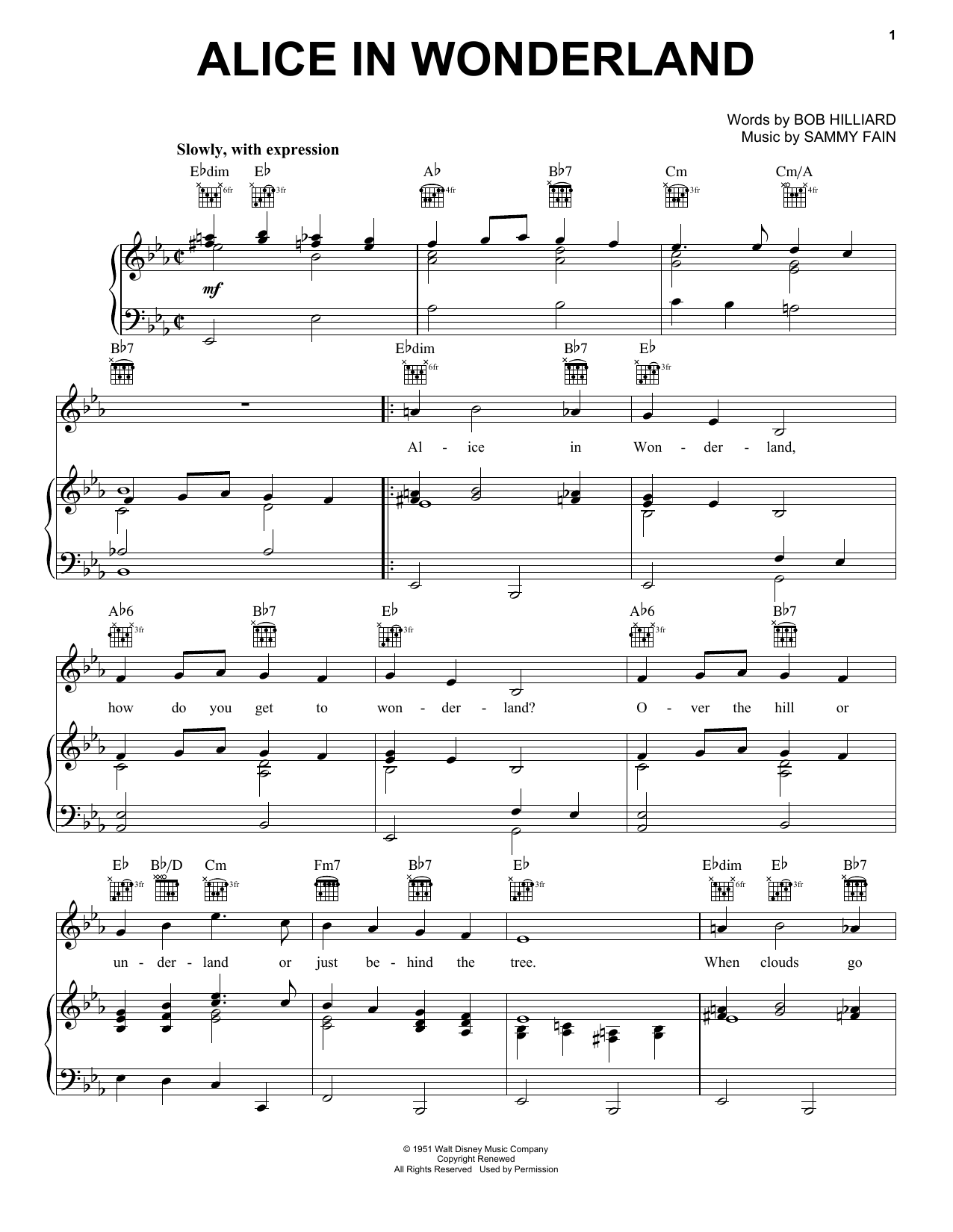 Bill Evans Alice In Wonderland sheet music notes and chords arranged for Guitar Chords/Lyrics