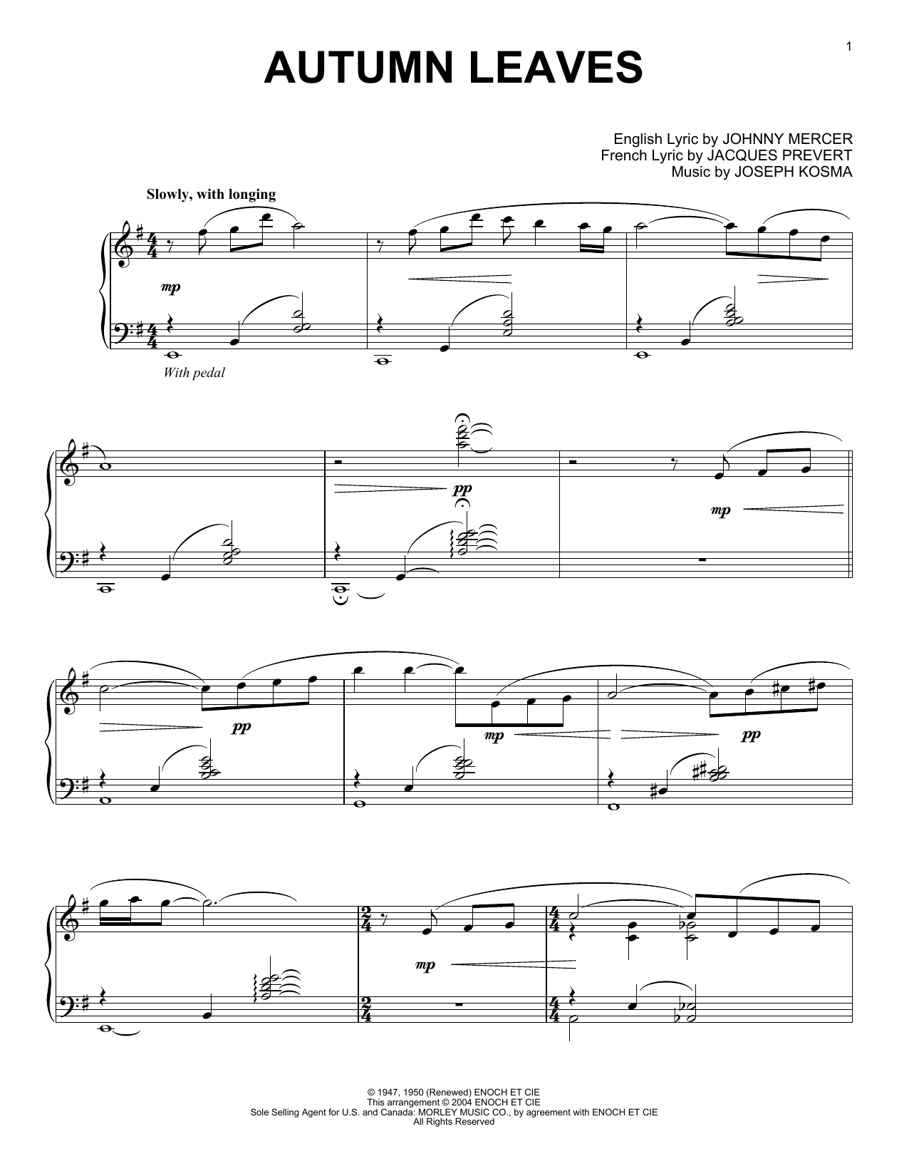 Bill Evans Autumn Leaves (arr. Phillip Keveren) sheet music notes and chords arranged for Piano Solo