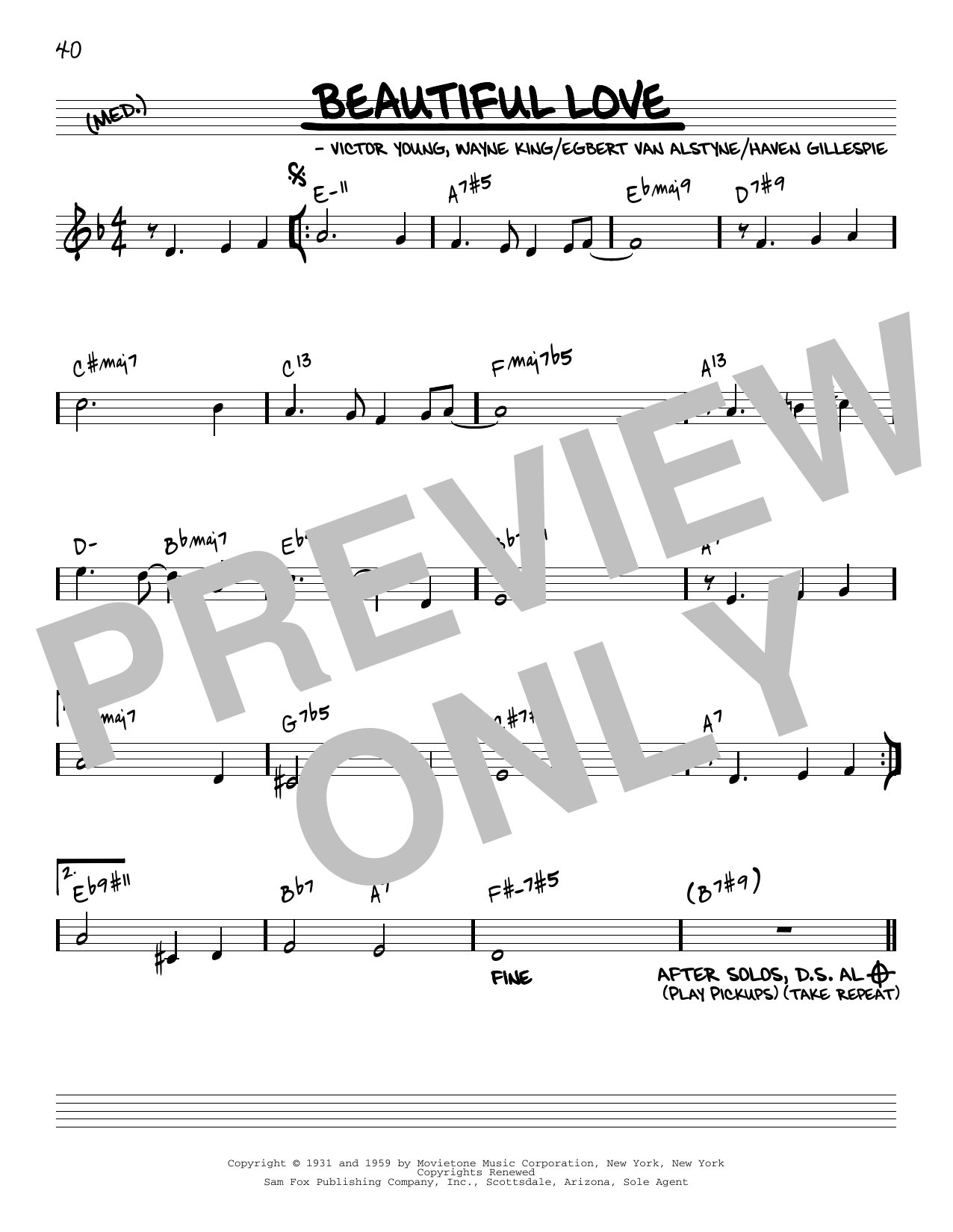 Bill Evans Beautiful Love [Reharmonized version] (arr. Jack Grassel) sheet music notes and chords arranged for Real Book – Melody & Chords