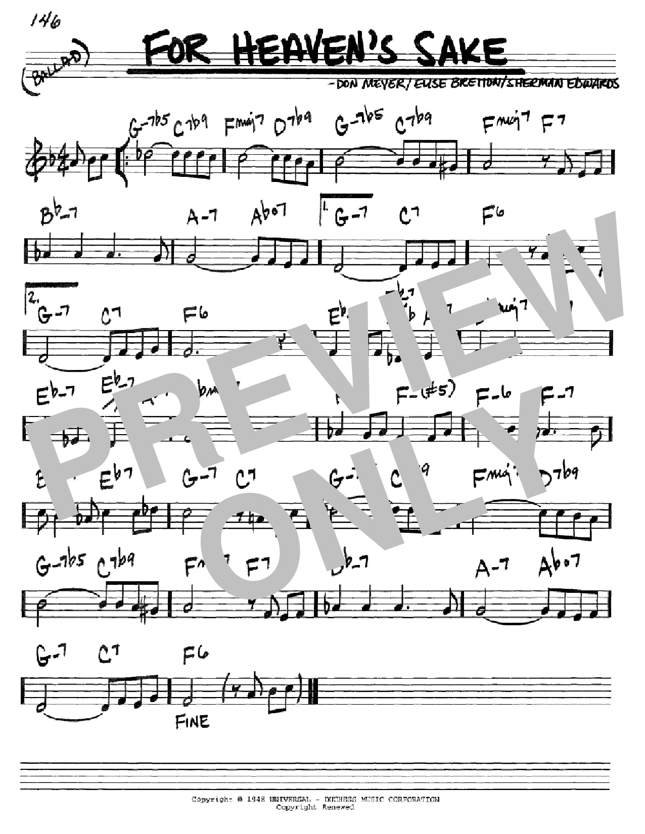 Bill Evans For Heaven's Sake sheet music notes and chords arranged for Real Book – Melody & Chords – Eb Instruments