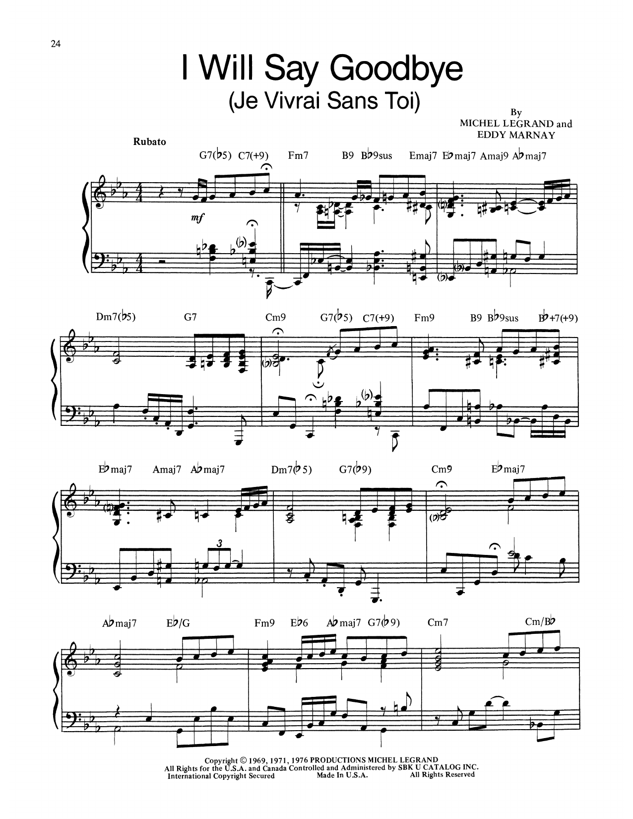Bill Evans I Will Say Goodbye sheet music notes and chords arranged for Piano Transcription