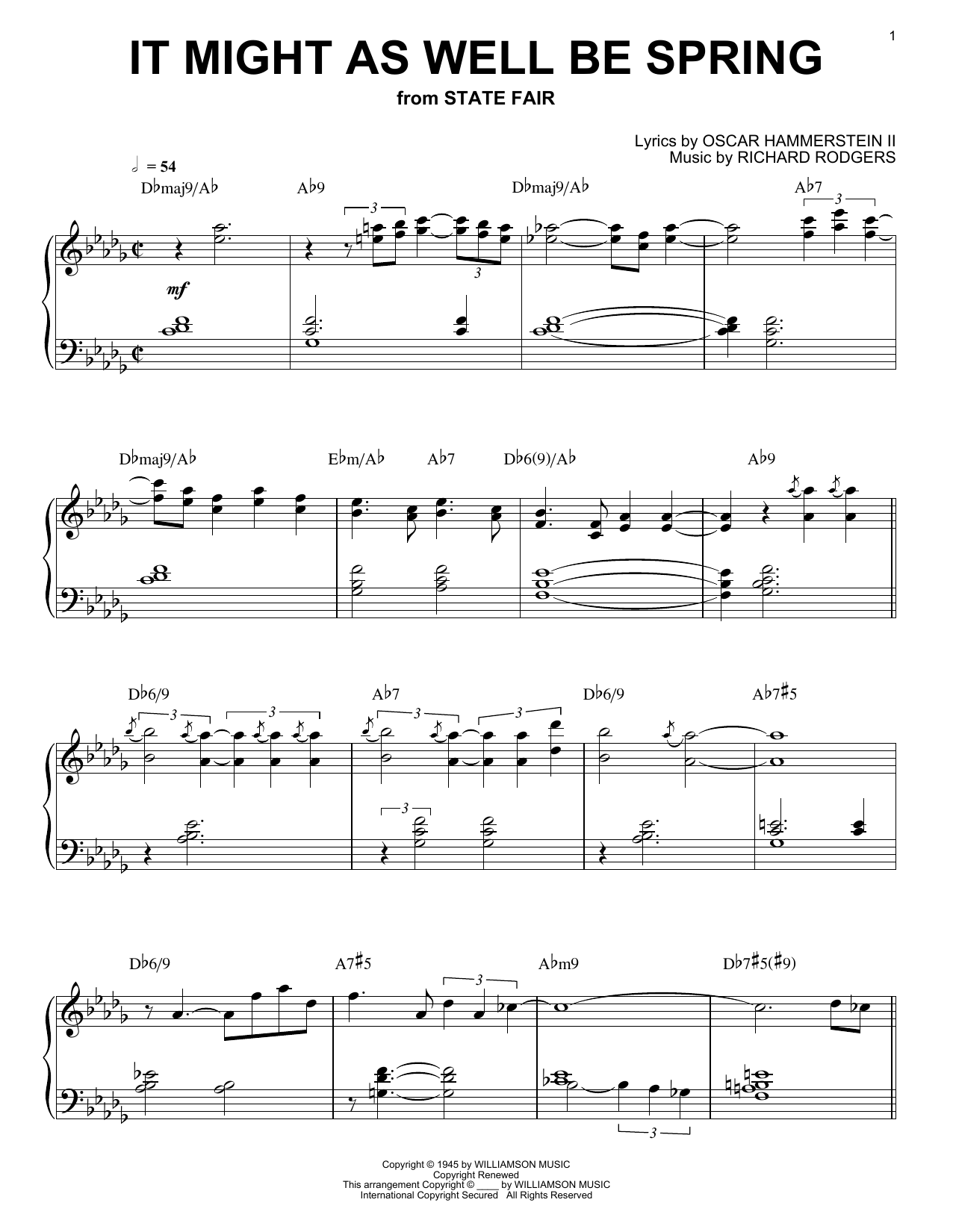 Bill Evans It Might As Well Be Spring sheet music notes and chords arranged for Piano Solo