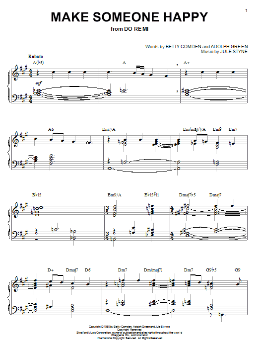Bill Evans Make Someone Happy (from Do Re Mi) sheet music notes and chords arranged for Piano Solo