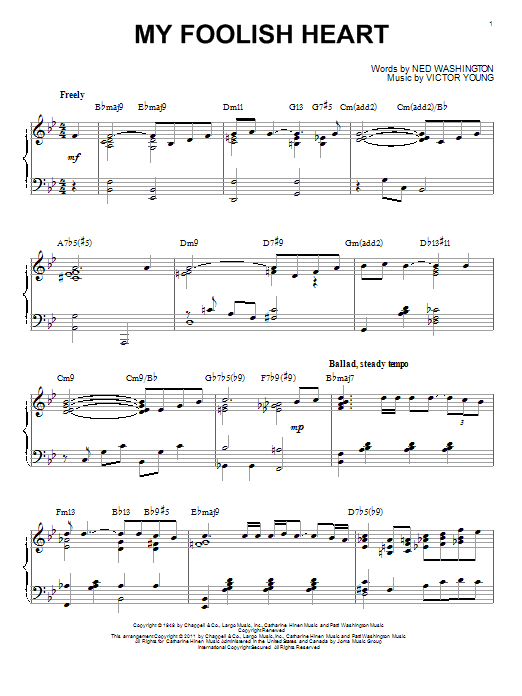 Bill Evans My Foolish Heart [Jazz version] (arr. Brent Edstrom) sheet music notes and chords arranged for Piano Solo