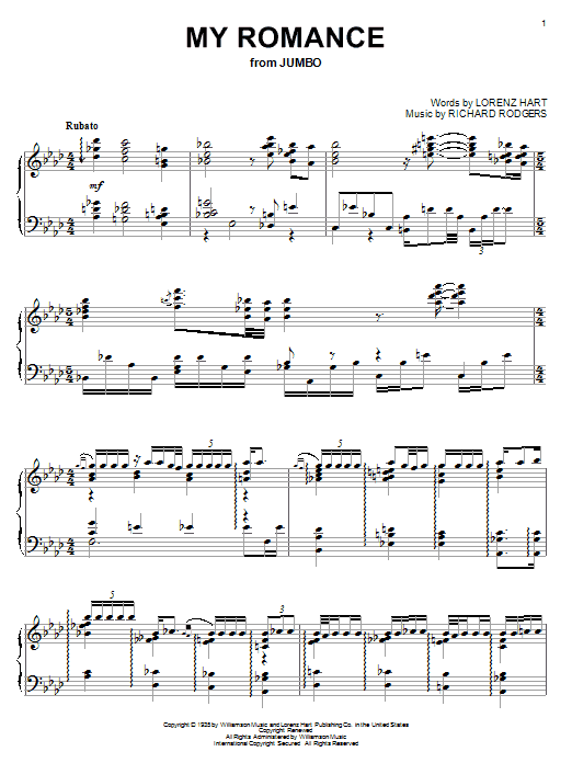 Bill Evans My Romance sheet music notes and chords arranged for Piano Solo