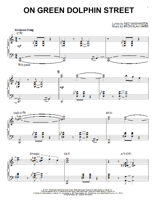 Bill Evans On Green Dolphin Street (arr. Brent Edstrom) sheet music notes and chords arranged for Piano Solo