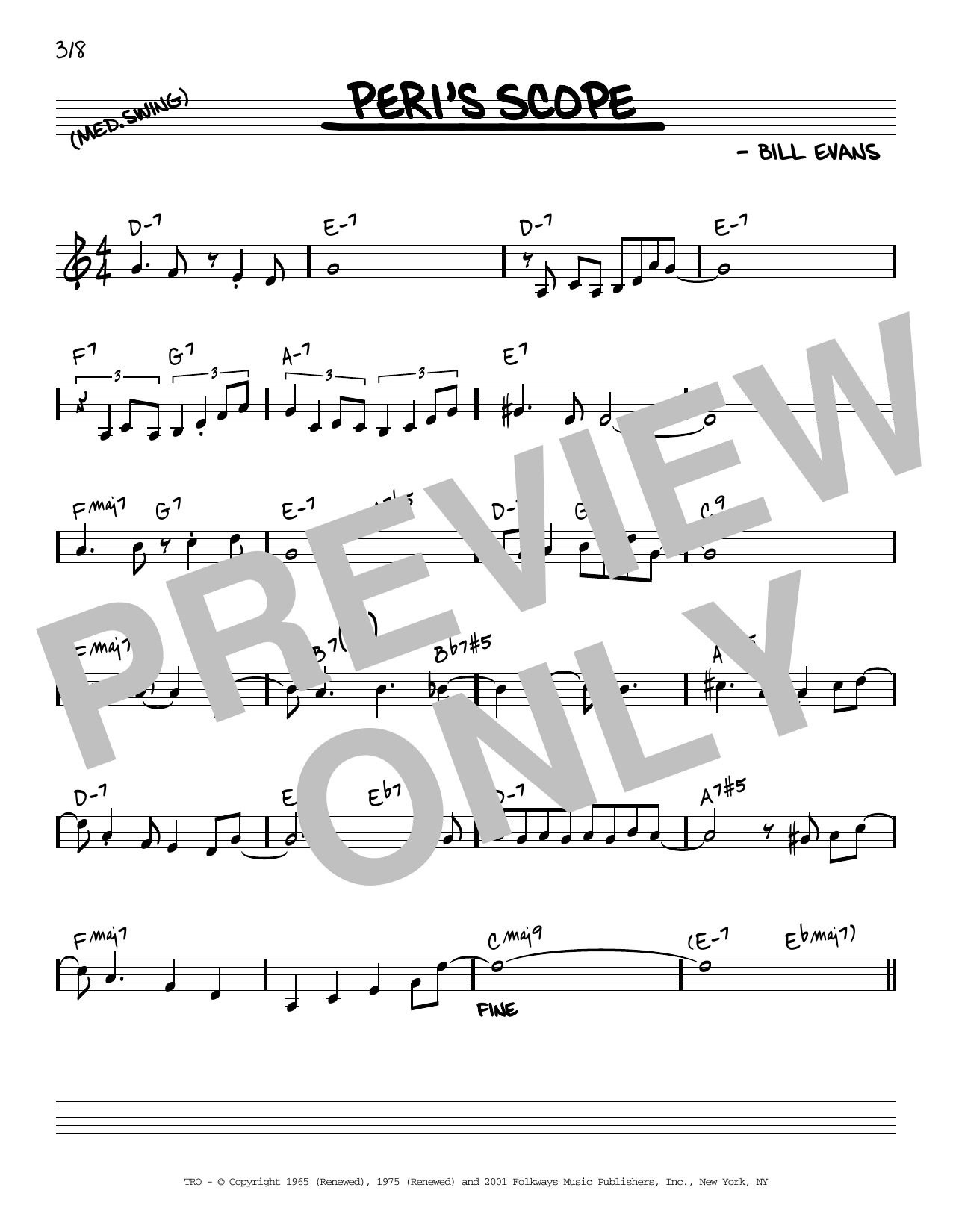 Bill Evans Peri's Scope [Reharmonized version] (arr. Jack Grassel) sheet music notes and chords arranged for Real Book – Melody & Chords