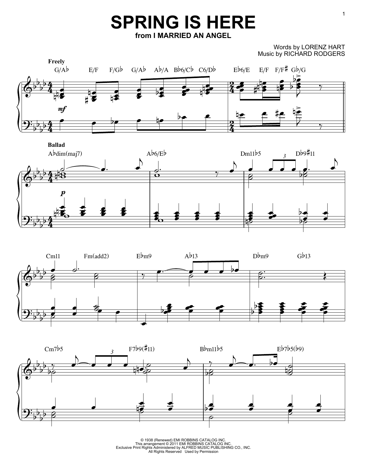 Bill Evans Spring Is Here [Jazz version] (arr. Brent Edstrom) sheet music notes and chords arranged for Piano Solo