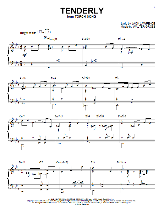 Bill Evans Tenderly [Jazz version] (arr. Brent Edstrom) sheet music notes and chords arranged for Piano Solo