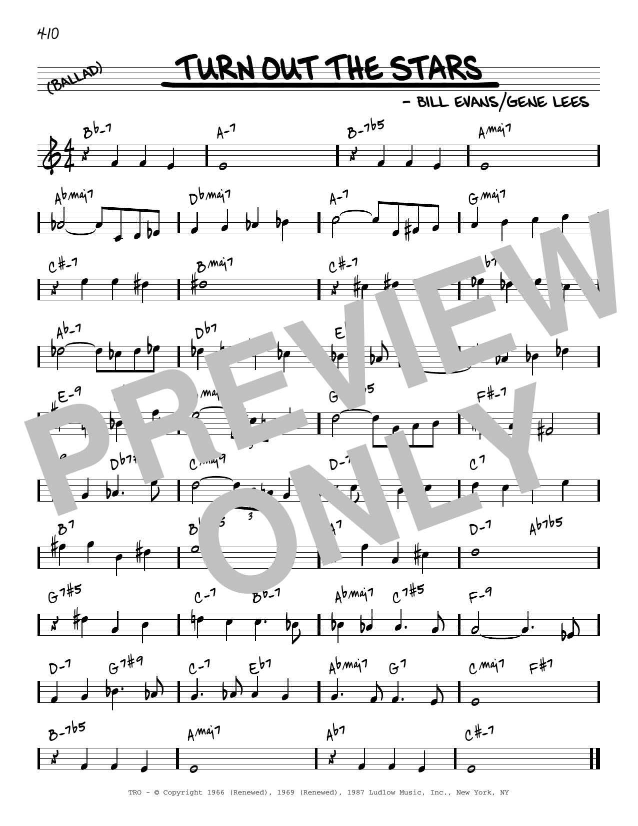 Bill Evans Turn Out The Stars [Reharmonized version] (arr. Jack Grassel) sheet music notes and chords arranged for Real Book – Melody & Chords