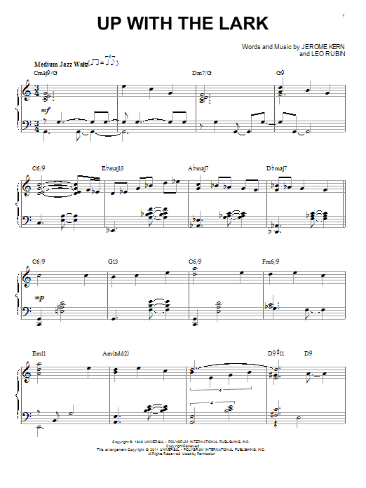 Bill Evans Up With The Lark [Jazz version] (arr. Brent Edstrom) sheet music notes and chords arranged for Piano Solo