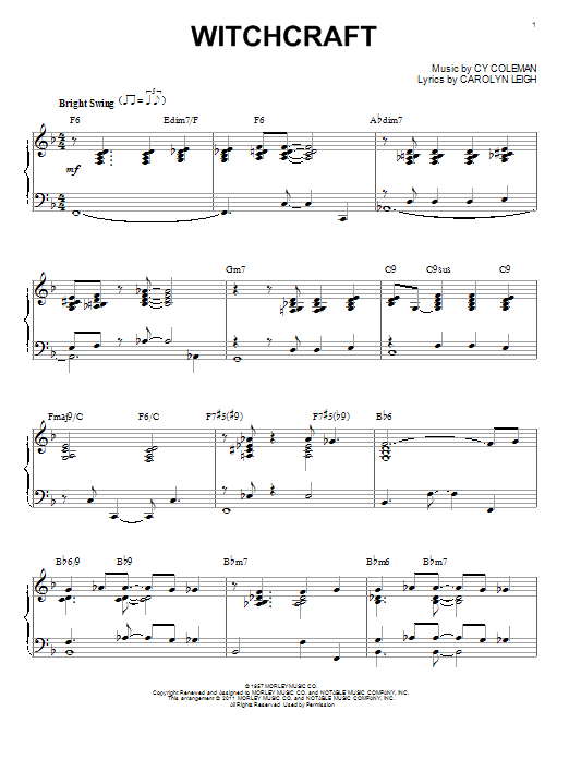 Bill Evans Witchcraft [Jazz version] (arr. Brent Edstrom) sheet music notes and chords arranged for Piano Solo