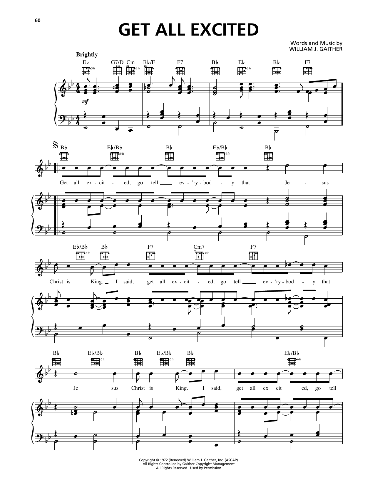 Bill Gaither Get All Excited sheet music notes and chords arranged for Piano, Vocal & Guitar Chords (Right-Hand Melody)