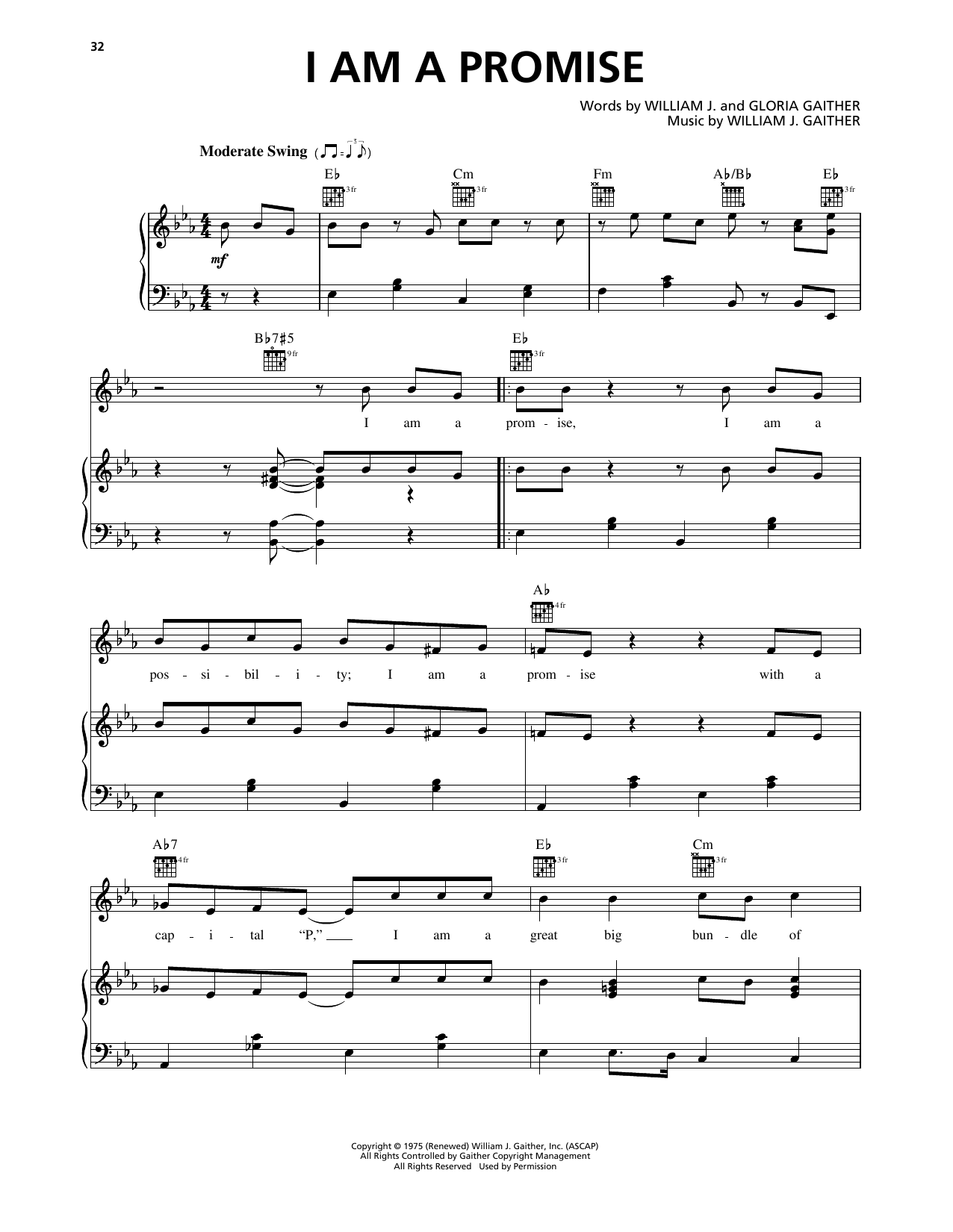 Bill Gaither I Am A Promise sheet music notes and chords arranged for Piano, Vocal & Guitar Chords (Right-Hand Melody)