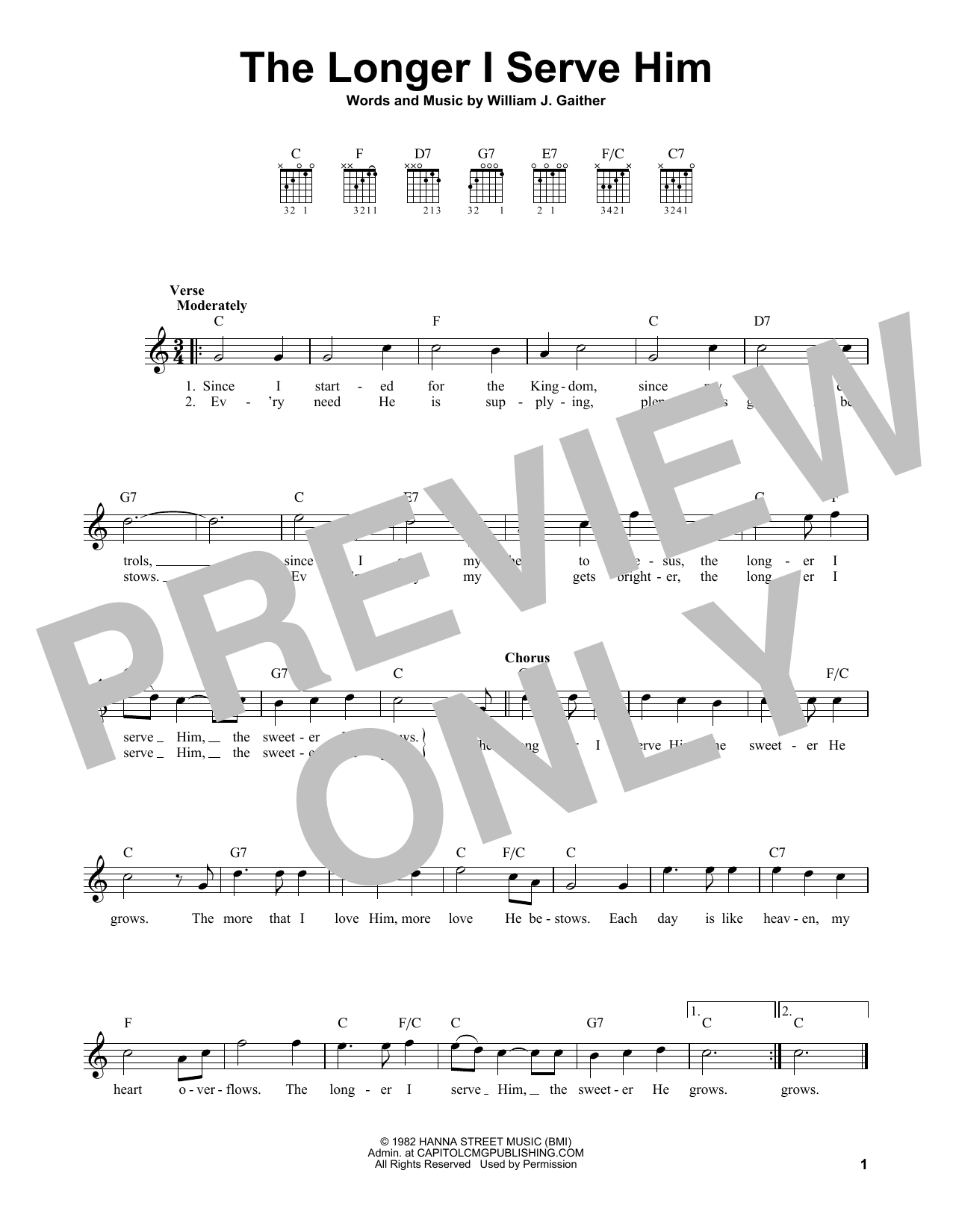 Bill Gaither The Longer I Serve Him sheet music notes and chords arranged for Easy Guitar