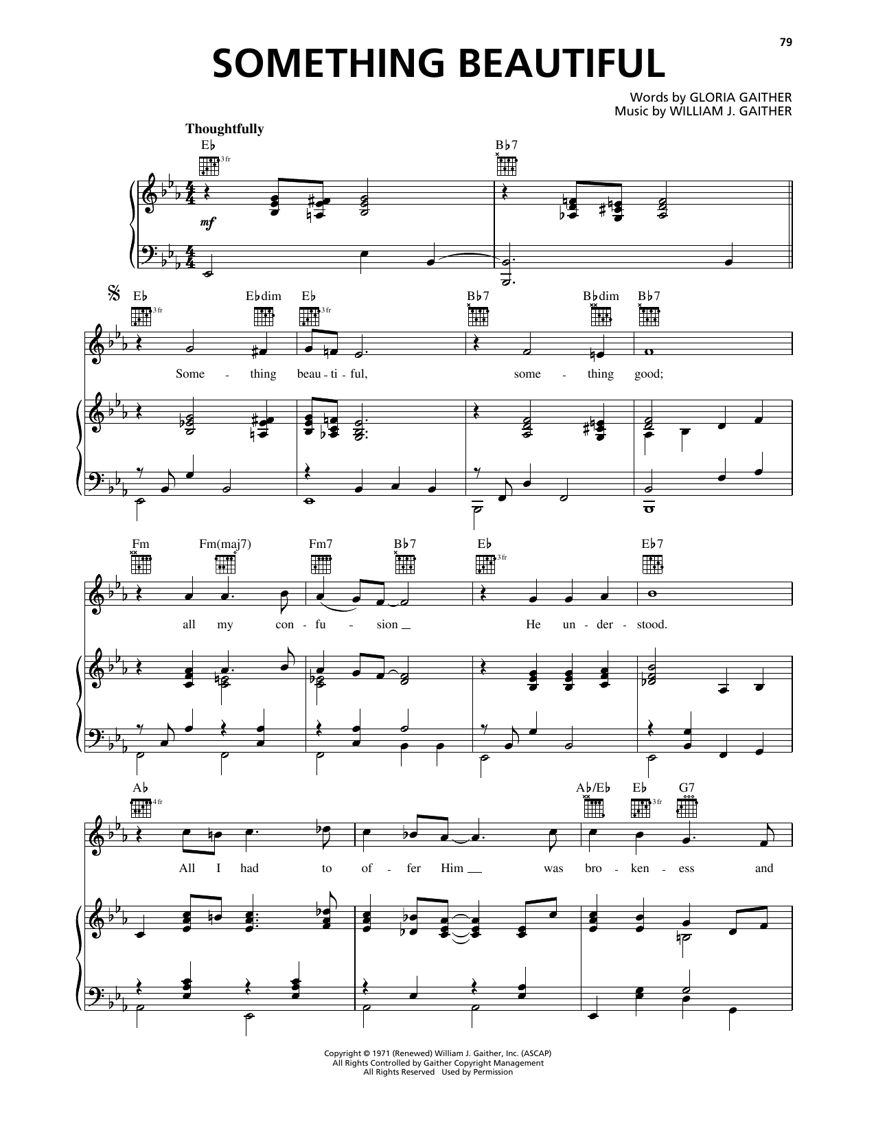 Bill Gaither Trio Something Beautiful sheet music notes and chords arranged for Piano, Vocal & Guitar Chords (Right-Hand Melody)